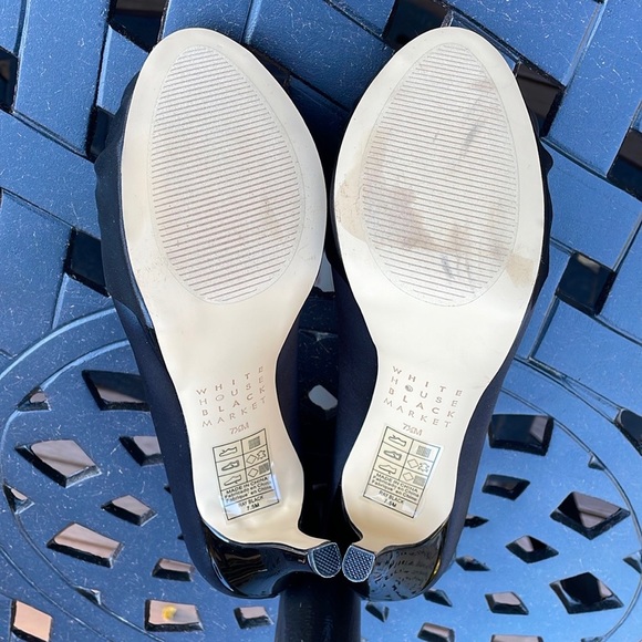 NWOT Size 7.5 WHBM Black Satin Peep toe heels - Picture 8 of 11